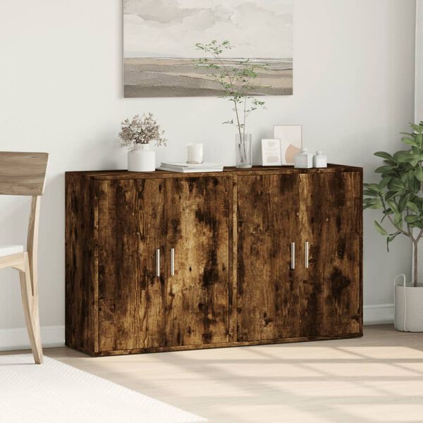 vidaXL Buffets 2 pcs ch&ecirc;ne fum&eacute; 60x31x70 cm bois d'ing&eacute;nierie