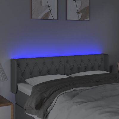 vidaXL Tête de lit à LED Gris clair 163x16x78/88 cm Tissu