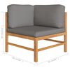 vidaXL Salon de jardin 7 pcs avec coussins gris bois de teck solide