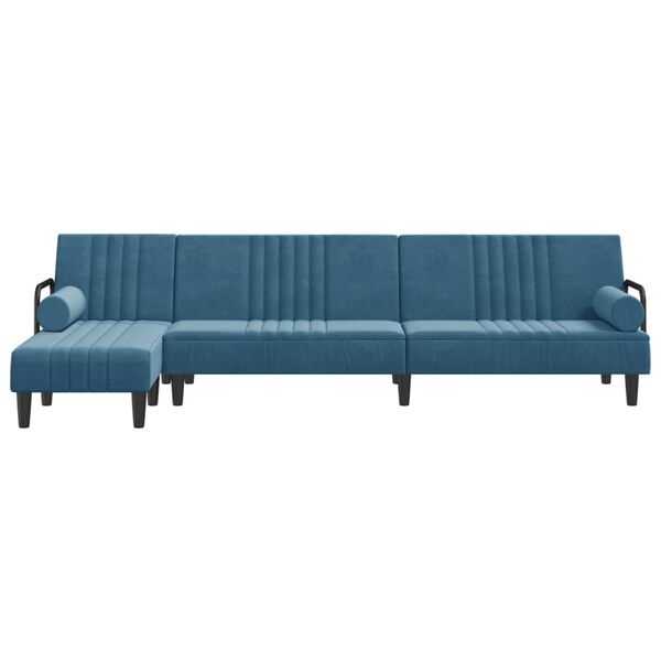 vidaXL Canap&eacute;-lit en forme de L bleu 260x140x70 cm velours