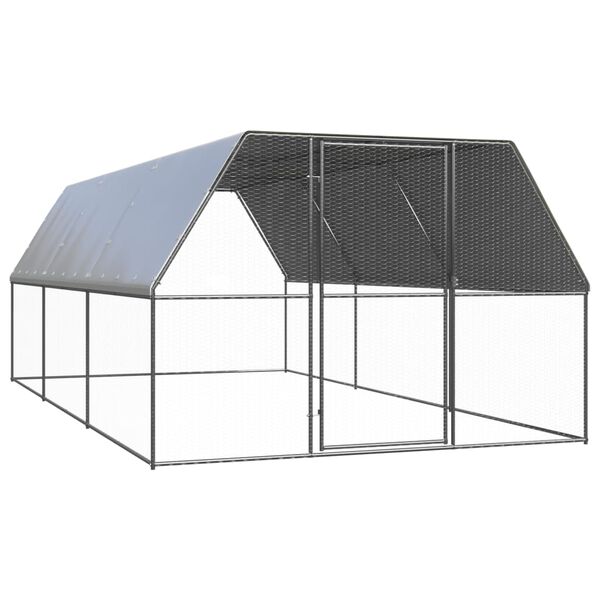 vidaXL Poulailler 3x6x2 m acier galvanis&eacute;