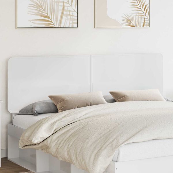 vidaXL T&ecirc;te de lit Blanc Brillant 200 cm Bois d'ing&eacute;nierie