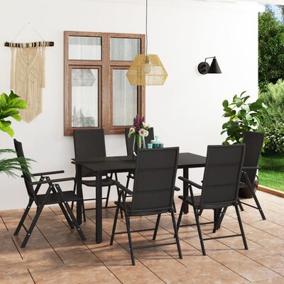 vidaXL Ensemble de salle à manger de jardin 7 pcs Noir