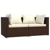 vidaXL Salon de jardin 3 pcs avec coussins Marron R&eacute;sine tress&eacute;e