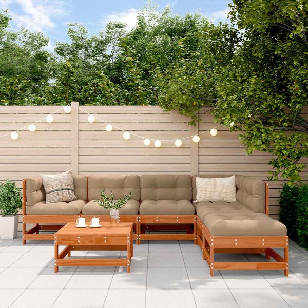 vidaXL Ensemble de salon de jardin 7 pcs Brun Cir&eacute; Pin massif