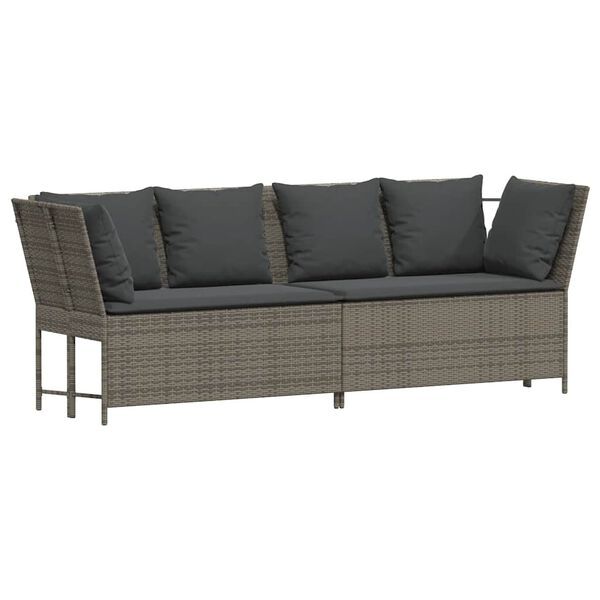 vidaXL Canap&eacute; de jardin avec coussins Gris R&eacute;sine tress&eacute;e