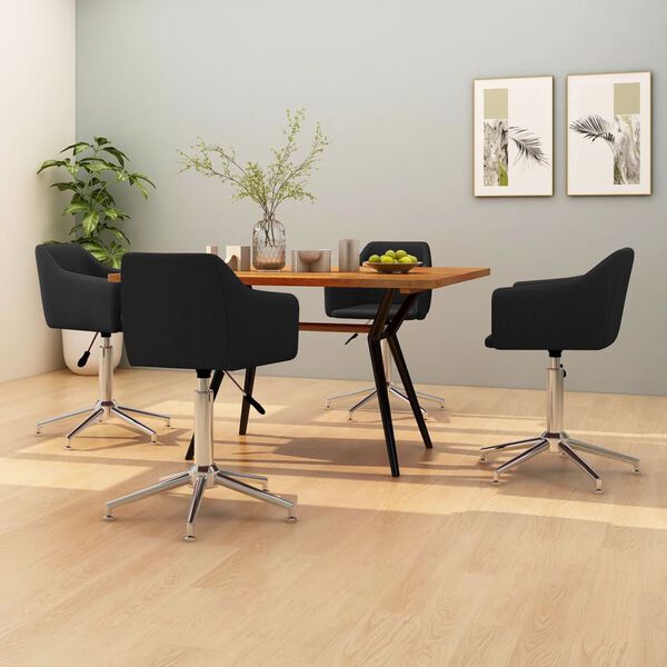 vidaXL Chaises pivotantes &agrave; manger lot de 4 Noir Tissu