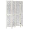 vidaXL Cloison de s&eacute;paration 4 panneaux blanc bois de paulownia massif