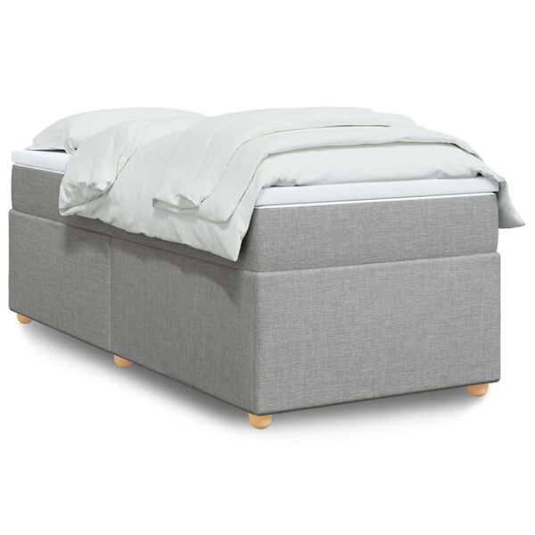 vidaXL Sommier à lattes de lit avec matelas Gris clair 90x200 cm Tissu