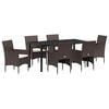 vidaXL Ensemble de salle &agrave; manger pour jardin 7 pcs Marron polyrotin