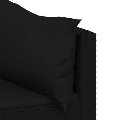 vidaXL Salon de jardin 4 pcs avec coussins Noir Résine tressée