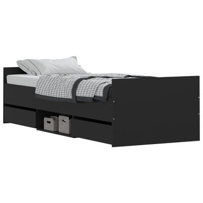 vidaXL Cadre de lit avec tête de lit/pied de lit noir 75x190 cm