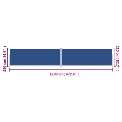 vidaXL Auvent latéral rétractable Bleu 220x1200 cm