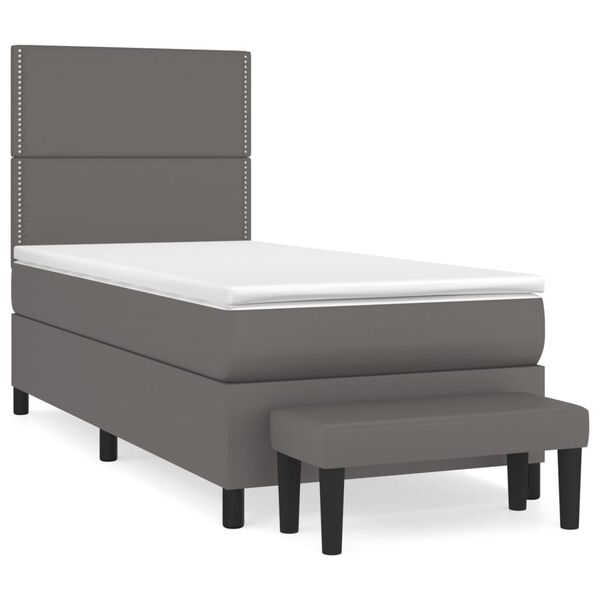 vidaXL Sommier &agrave; lattes de lit avec matelas Gris 100x200 cm Similicuir