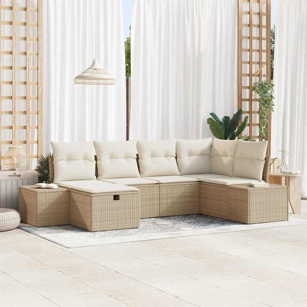 vidaXL Ensemble de canapé de jardin 6 pcs Beige 55 x 62 x 69 cm