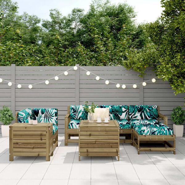 vidaXL Salon de jardin 7 pcs bois de pin impr&eacute;gn&eacute;