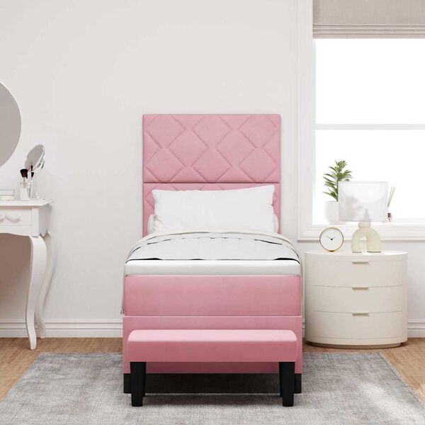 vidaXL Lit &agrave; ressorts avec matelas Rose 80 x 200 cm Velours