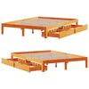 vidaXL Cadre de lit avec tiroirs sans matelas cire marron 135x190 cm