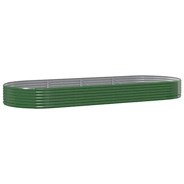 vidaXL Lit sur&eacute;lev&eacute; de jardin Acier galvanis&eacute; 373x140x36cm Vert