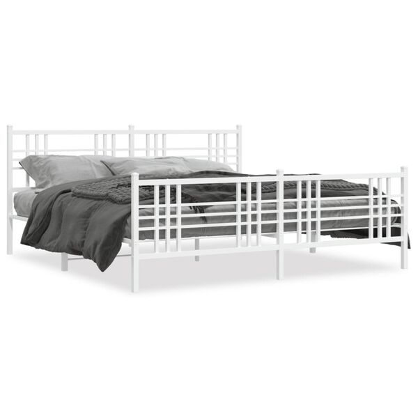 vidaXL Cadre de lit m&eacute;tal sans matelas et pied de lit blanc 183x213 cm
