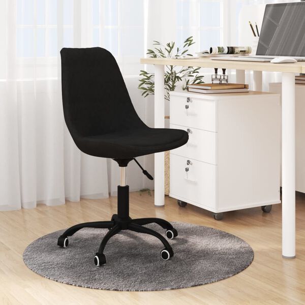 vidaXL Chaise pivotante de salle &agrave; manger Noir Tissu