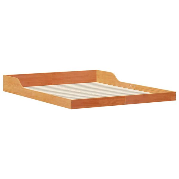 vidaXL Cadre de lit Brun cire 150 x 200 cm Pin massif