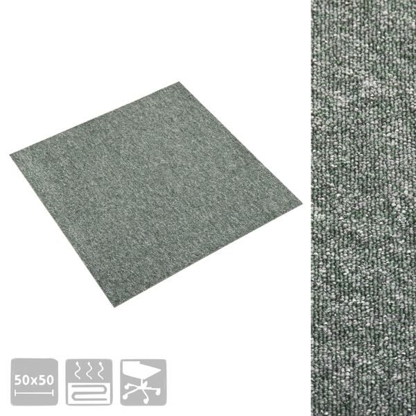 vidaXL Dalles de tapis de sol 20 pcs 5 m² 50x50 cm Vert