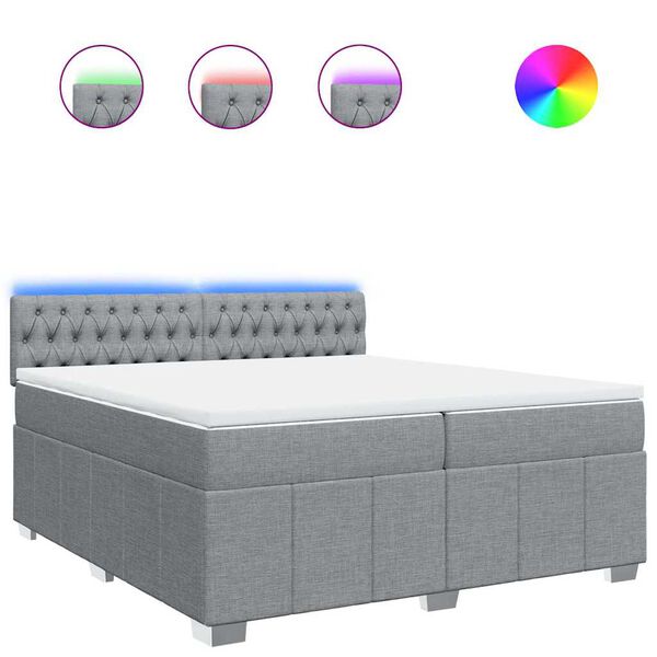 vidaXL Sommier &agrave; lattes de lit avec matelas Gris clair 200x200cm Tissu
