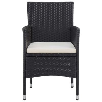 vidaXL Mobilier à dîner de jardin 3 pcs Résine tressée Noir