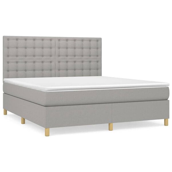 vidaXL Sommier &agrave; lattes de lit avec matelas Gris clair 180x200cm Tissu