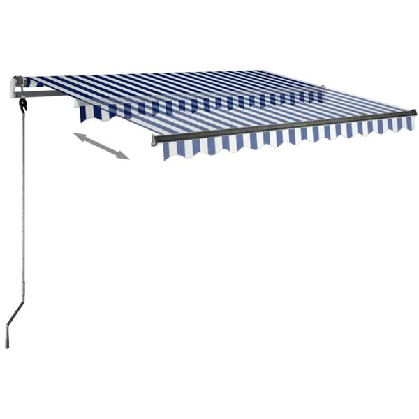 vidaXL Auvent manuel r&eacute;tractable sur pied 350x250 cm Bleu/blanc