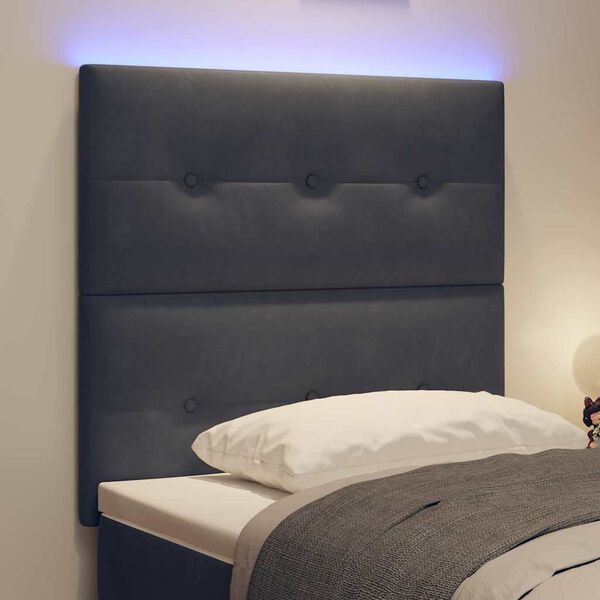 vidaXL T&ecirc;te de lit LED avec des lumi&egrave;res &agrave; LED Gris 80 cm Polyester