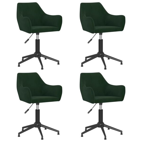 vidaXL Chaises pivotantes &agrave; manger lot de 4 vert fonc&eacute; velours