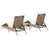 vidaXL Chaises longues lot de 2 avec table beige r&eacute;sine tress&eacute;e