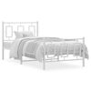 vidaXL Cadre de lit m&eacute;tal sans matelas avec pied de lit blanc 90x200cm
