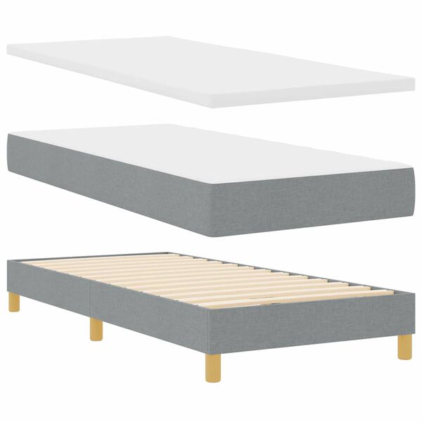 vidaXL Lit &agrave; ressorts avec matelas Gris clair 190 x 90 cm Polyester
