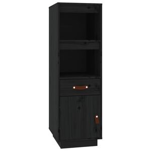 vidaXL Buffet haut Noir 34x40x108,5 cm Bois massif de pin