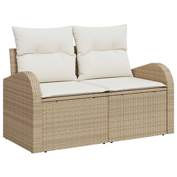vidaXL Ensemble de Canap&eacute;s avec coussin Beige et cr&egrave;me polyrotin