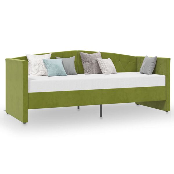 vidaXL Lit avec matelas et &eacute;clairage USB Vert clair Velours 90x200 cm