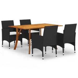 vidaXL Ensemble &agrave; manger de jardin 5 pcs Noir