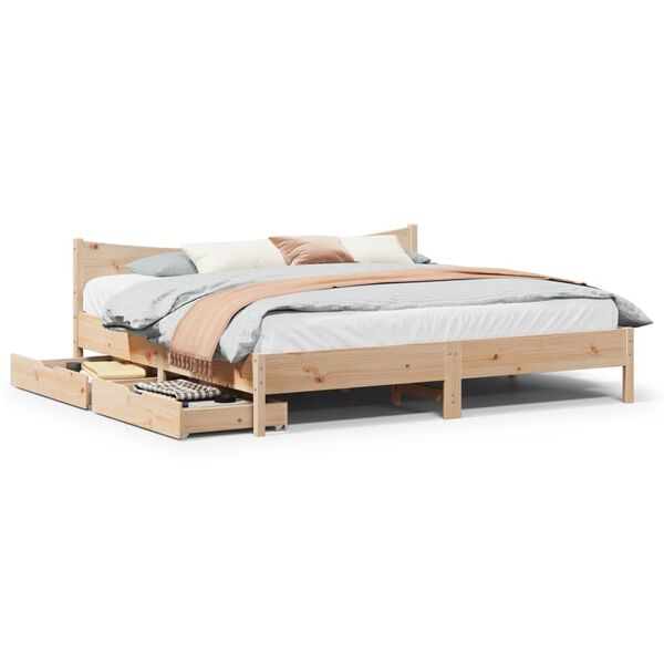 vidaXL Cadre de lit avec tiroirs 200x200 cm bois massif de pin