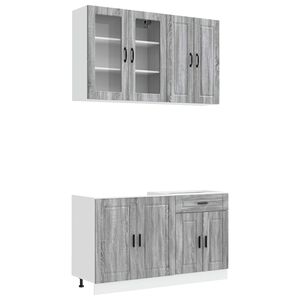 vidaXL Unit&eacute; de cuisine PORTO 4 pc Sonoma gris Bois d'ing&eacute;nierie