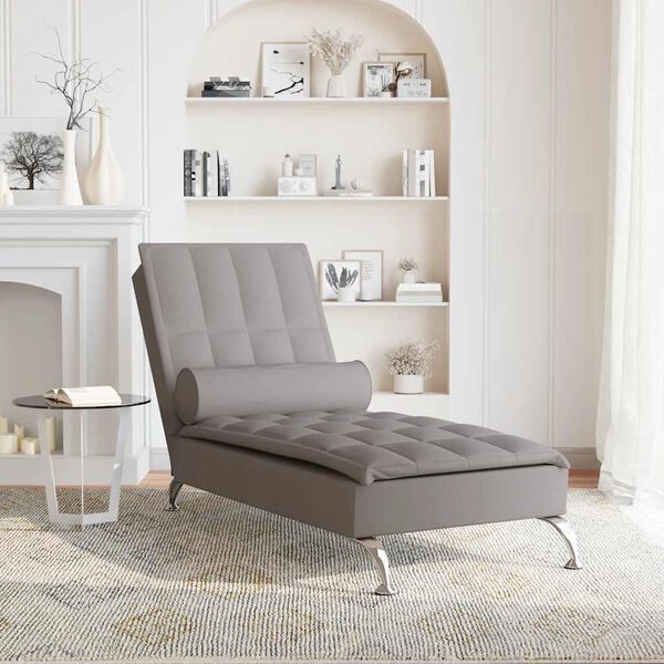 vidaXL Chaise longue de massage avec traversin taupe tissu