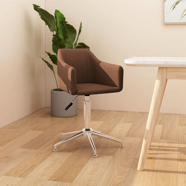 vidaXL Chaise pivotante de salle &agrave; manger Marron Tissu