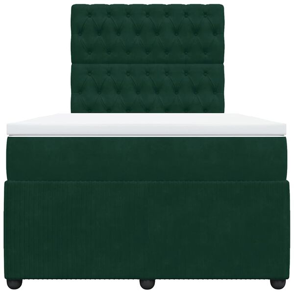 vidaXL Sommier &agrave; lattes de lit et matelas Vert fonc&eacute; 120x200cm Velours
