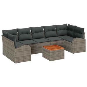 vidaXL Ensemble de canap&eacute; de jardin avec coussin 8 pcs Gris polyrotin