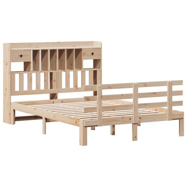 vidaXL Lit biblioth&egrave;que sans matelas 140x190 cm bois de pin massif