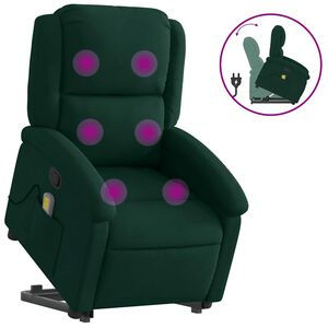 vidaXL Fauteuil de massage inclinable Vert fonc&eacute; Velours