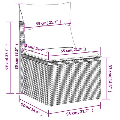 vidaXL Salon de jardin avec coussins 12 pcs marron résine tressée