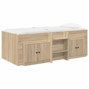 vidaXL Cadre de lit en loft avec armoire avec porte 3 pc Ch&ecirc;ne Sonoma